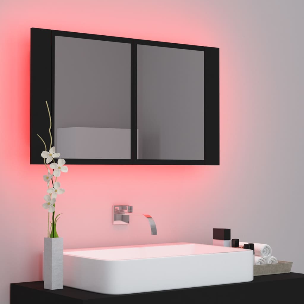 LED Bathroom Mirror Cabinet Black 80x12x45 cm Acrylic