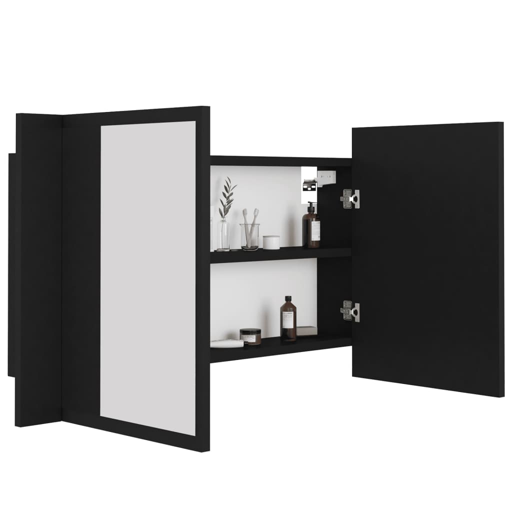 LED Bathroom Mirror Cabinet Black 80x12x45 cm Acrylic