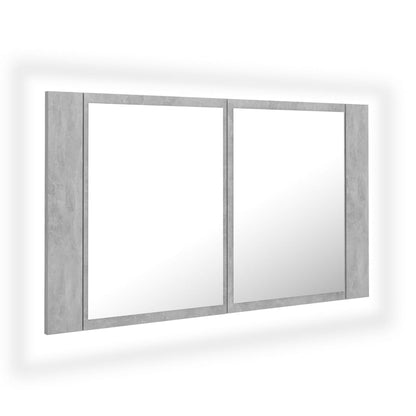 LED Bathroom Mirror Cabinet Concrete Grey 80x12x45 cm Acrylic