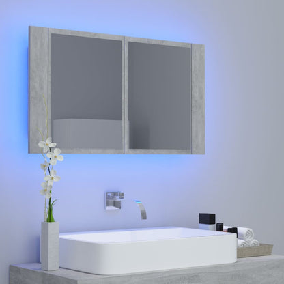 LED Bathroom Mirror Cabinet Concrete Grey 80x12x45 cm Acrylic