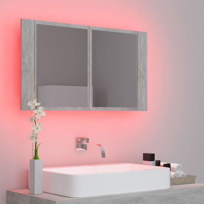 LED Bathroom Mirror Cabinet Concrete Grey 80x12x45 cm Acrylic