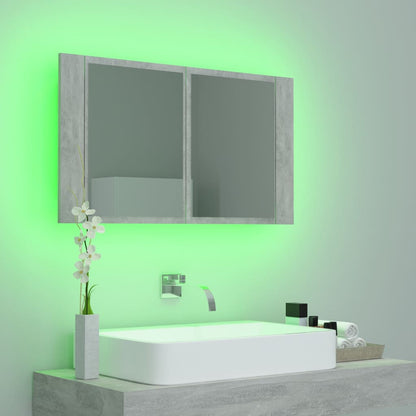 LED Bathroom Mirror Cabinet Concrete Grey 80x12x45 cm Acrylic