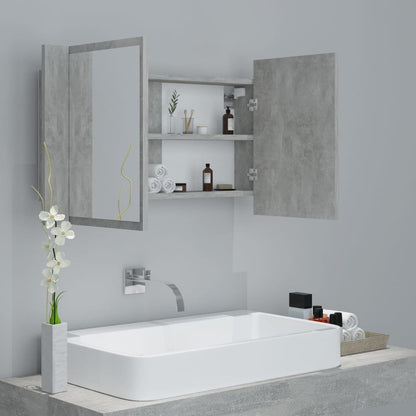 LED Bathroom Mirror Cabinet Concrete Grey 80x12x45 cm Acrylic