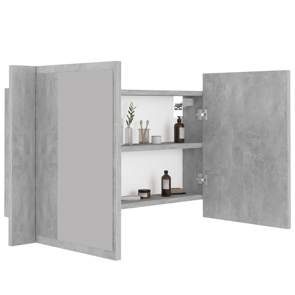 LED Bathroom Mirror Cabinet Concrete Grey 80x12x45 cm Acrylic