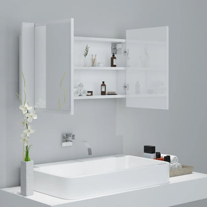 LED Bathroom Mirror Cabinet High Gloss White 80x12x45 cm Acrylic