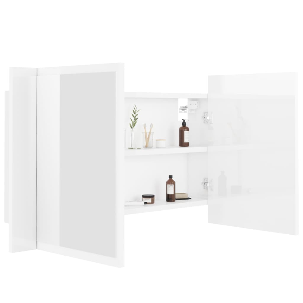 LED Bathroom Mirror Cabinet High Gloss White 80x12x45 cm Acrylic