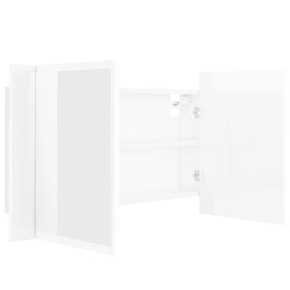 LED Bathroom Mirror Cabinet High Gloss White 80x12x45 cm Acrylic