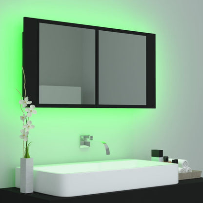 LED Bathroom Mirror Cabinet Black 90x12x45 cm Acrylic