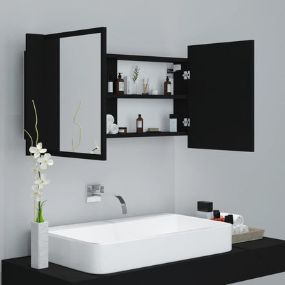 LED Bathroom Mirror Cabinet Black 90x12x45 cm Acrylic