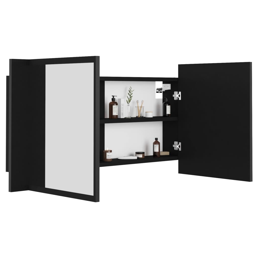 LED Bathroom Mirror Cabinet Black 90x12x45 cm Acrylic