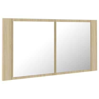 LED Bathroom Mirror Cabinet Sonoma Oak 90x12x45 cm Acrylic