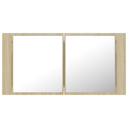 LED Bathroom Mirror Cabinet Sonoma Oak 90x12x45 cm Acrylic