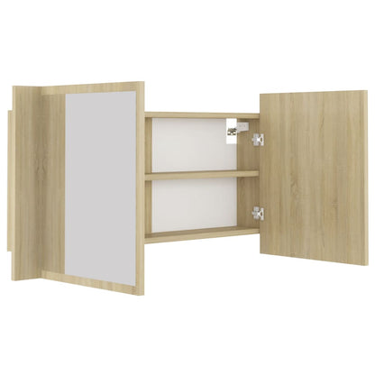 LED Bathroom Mirror Cabinet Sonoma Oak 90x12x45 cm Acrylic