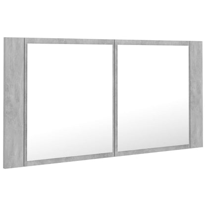 LED Bathroom Mirror Cabinet Concrete Grey 90x12x45 cm Acrylic