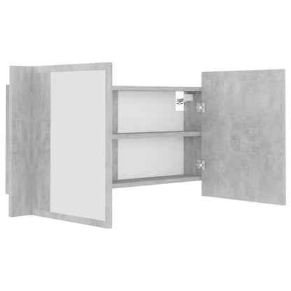 LED Bathroom Mirror Cabinet Concrete Grey 90x12x45 cm Acrylic