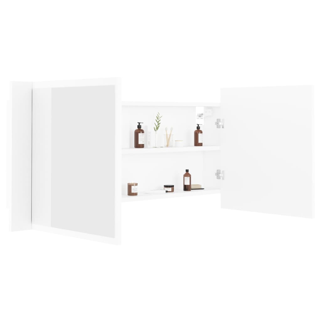 LED Bathroom Mirror Cabinet White 100x12x45 cm Acrylic