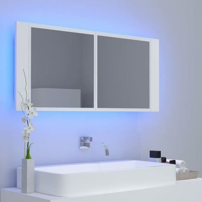 LED Bathroom Mirror Cabinet White 100x12x45 cm Acrylic