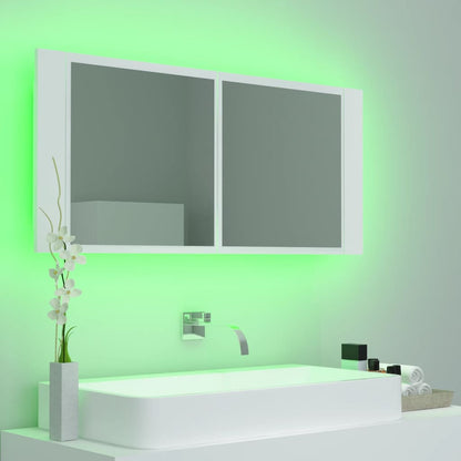 LED Bathroom Mirror Cabinet White 100x12x45 cm Acrylic