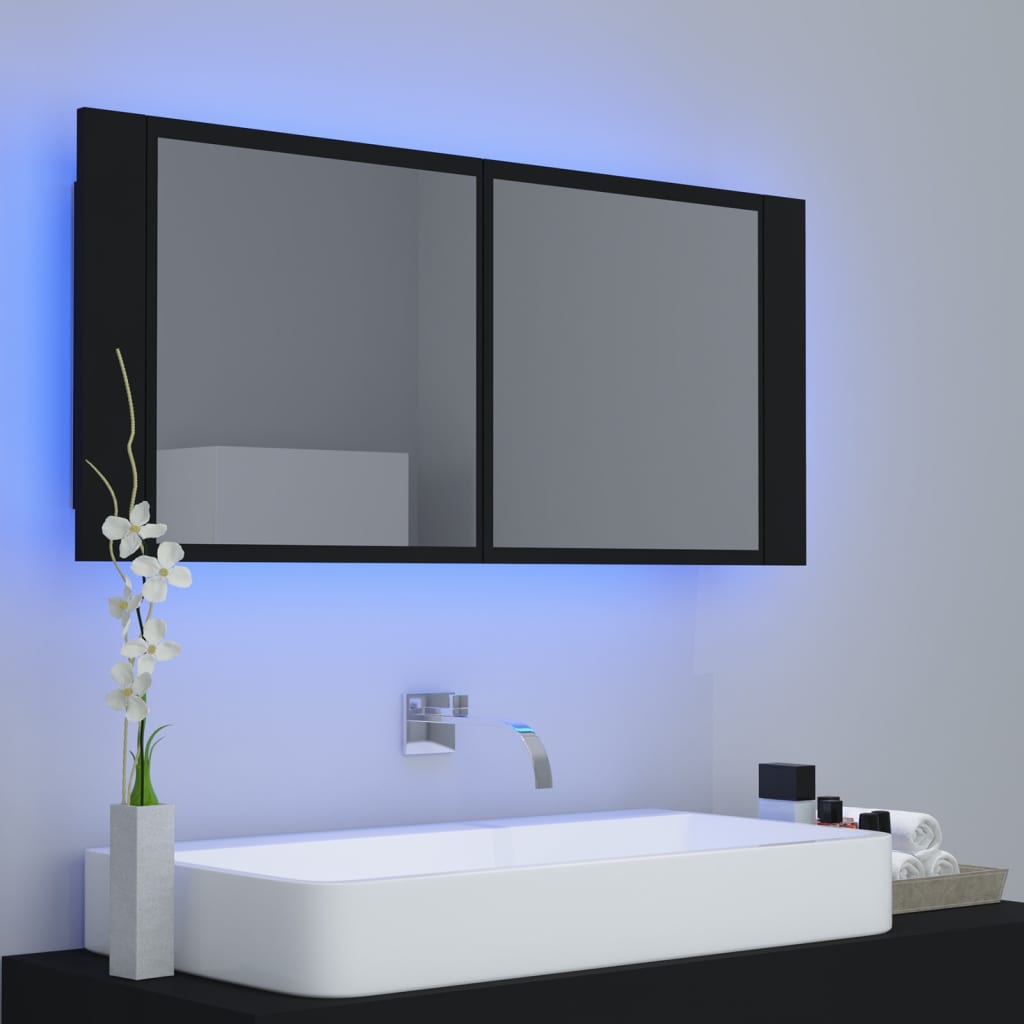 LED Bathroom Mirror Cabinet Black 100x12x45 cm Acrylic