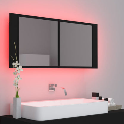 LED Bathroom Mirror Cabinet Black 100x12x45 cm Acrylic