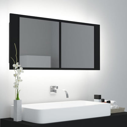 LED Bathroom Mirror Cabinet Black 100x12x45 cm Acrylic