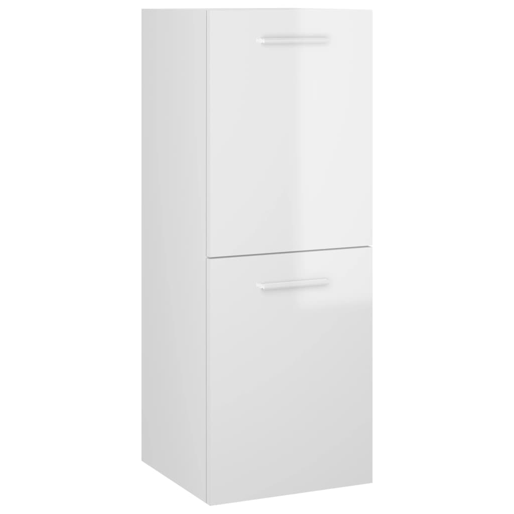 Bathroom Cabinet High Gloss White 30x30x80 cm Engineered Wood