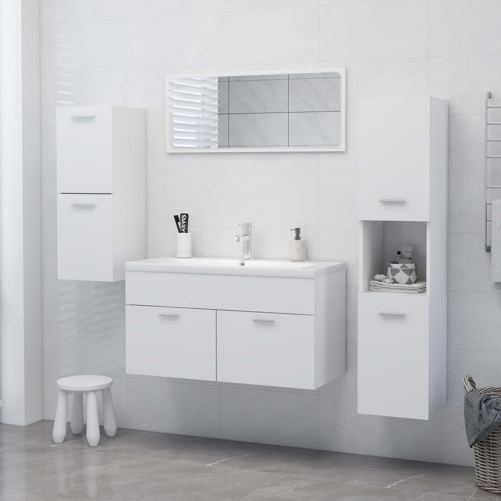 Bathroom Cabinet White 30x30x130 cm Engineered Wood