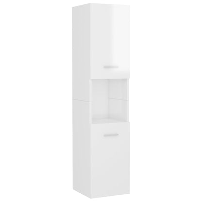 Bathroom Cabinet High Gloss White 30x30x130 cm Engineered Wood