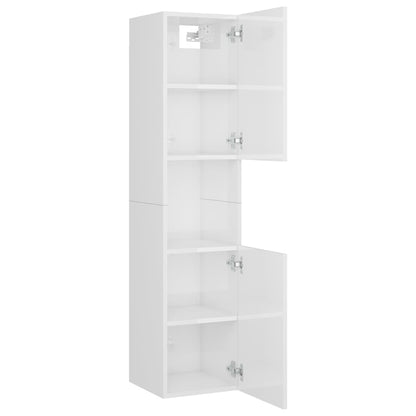 Bathroom Cabinet High Gloss White 30x30x130 cm Engineered Wood