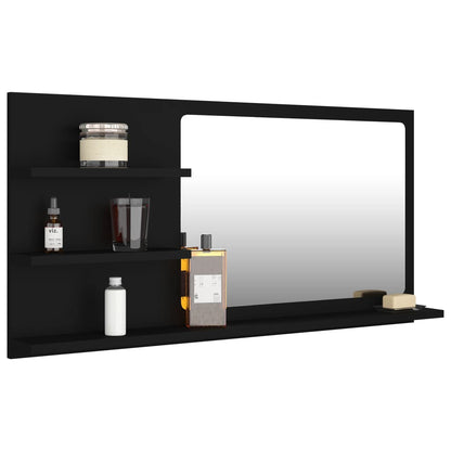 Bathroom Mirror Black 90x10.5x45 cm Engineered Wood