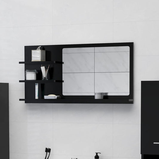 Bathroom Mirror Black 90x10.5x45 cm Engineered Wood