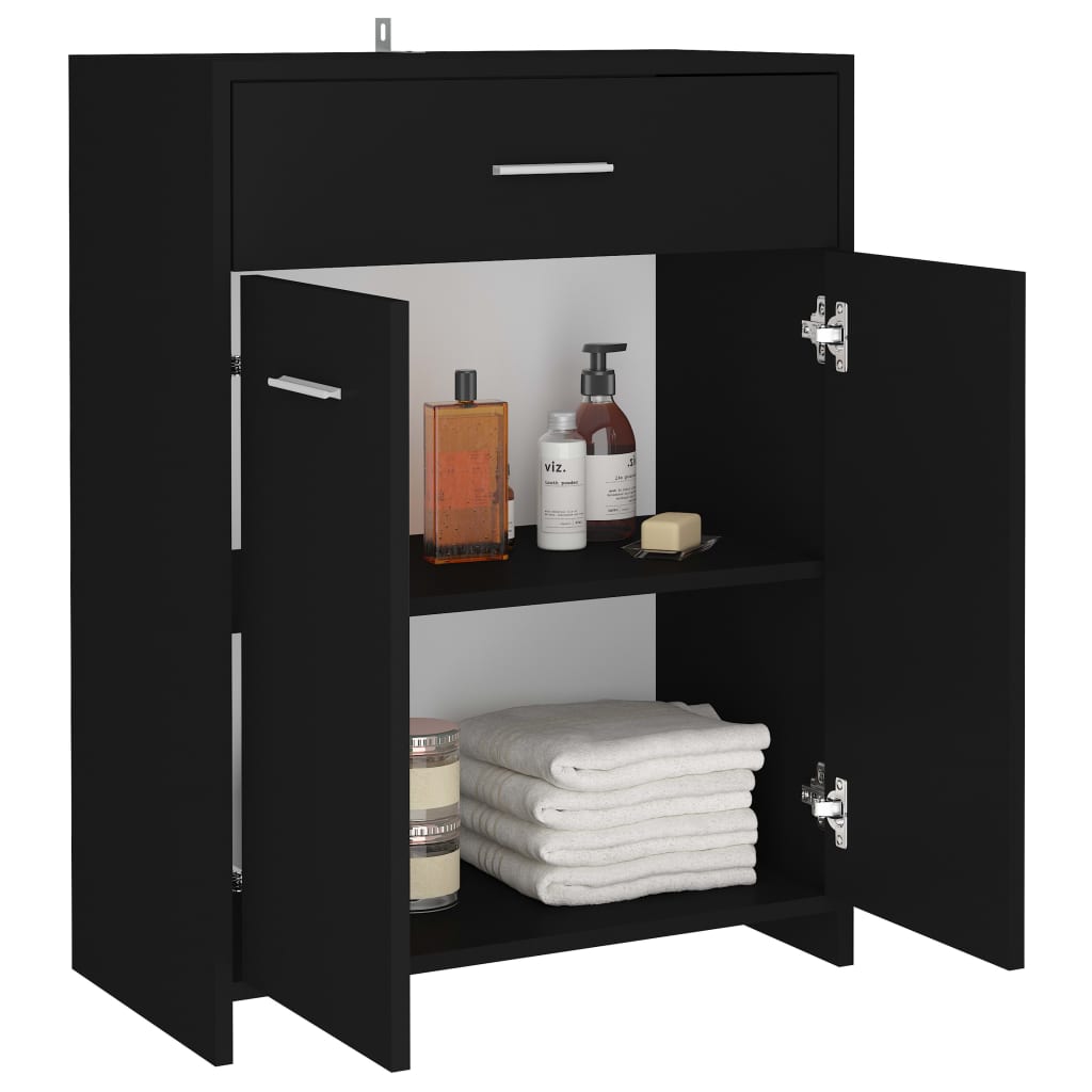 Bathroom Cabinet Black 60x33x80 cm Engineered Wood