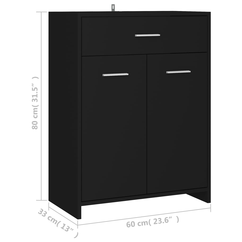 Bathroom Cabinet Black 60x33x80 cm Engineered Wood