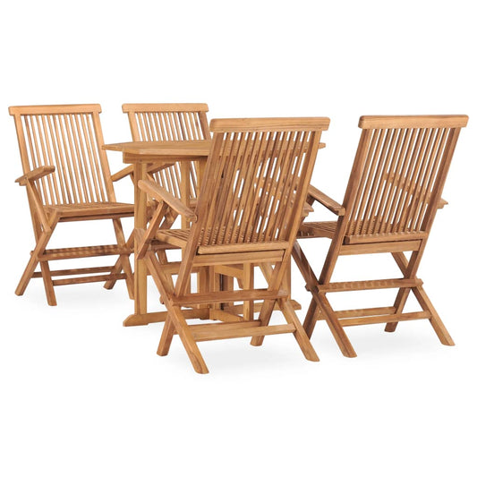 5 Piece Folding Outdoor Dining Set Solid Teak Wood