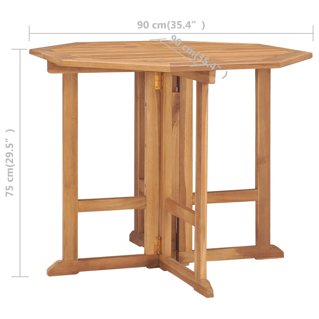 5 Piece Folding Outdoor Dining Set Solid Teak Wood