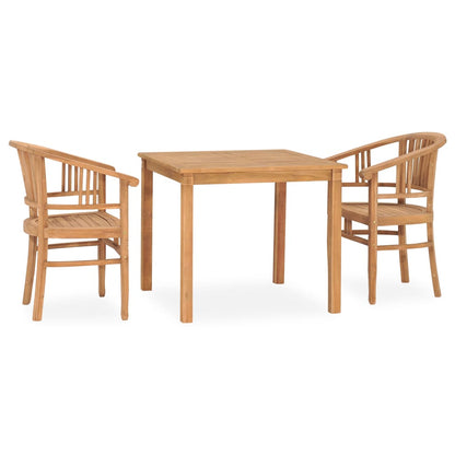 3 Piece Garden Dining Set Solid Teak Wood