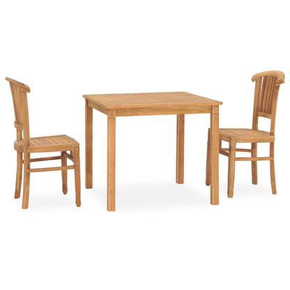 3 Piece Garden Dining Set Solid Teak Wood