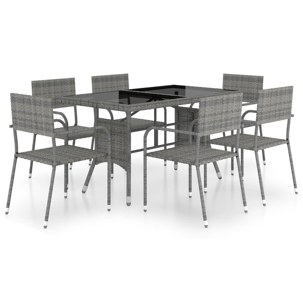 7 Piece Garden Dining Set Poly Rattan Anthracite & Grey