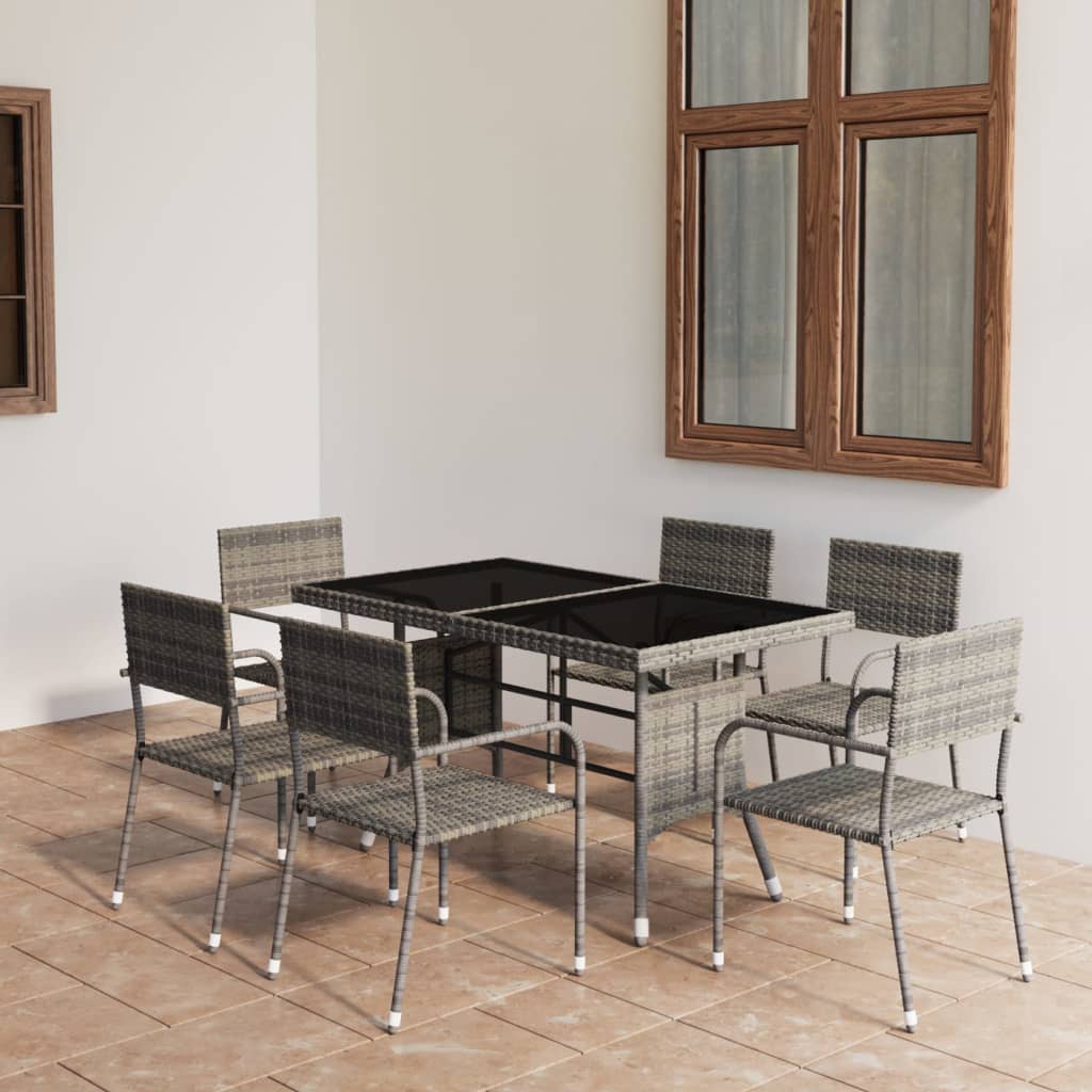 7 Piece Garden Dining Set Poly Rattan Anthracite & Grey