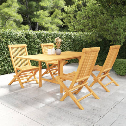 5 Piece Garden Dining Set Solid Teak Wood