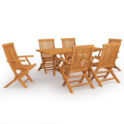 7 Piece Garden Dining Set Solid Teak Wood