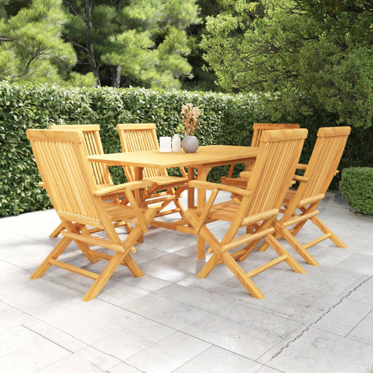 7 Piece Garden Dining Set Solid Teak Wood