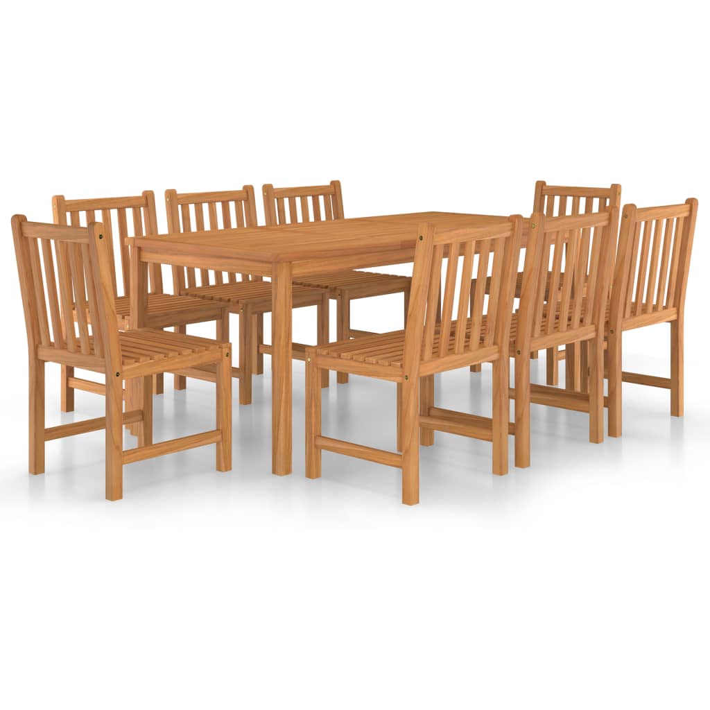 9 Piece Garden Dining Set Solid Teak Wood