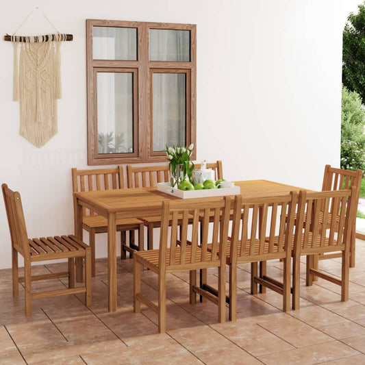 9 Piece Garden Dining Set Solid Teak Wood