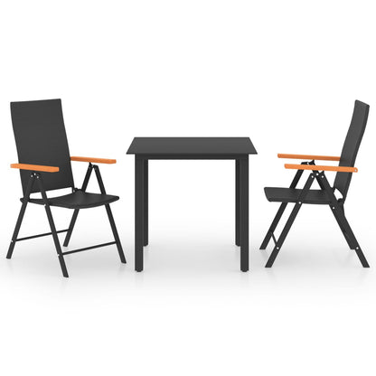 3 Piece Garden Dining Set Black and Brown