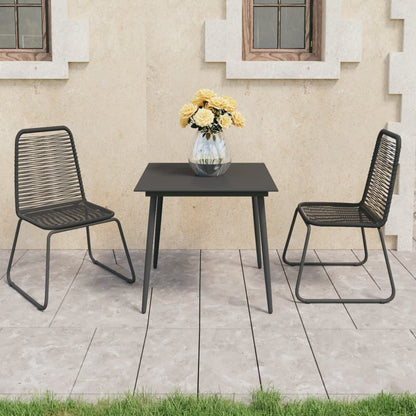 3 Piece Garden Dining Set PVC Rattan Black