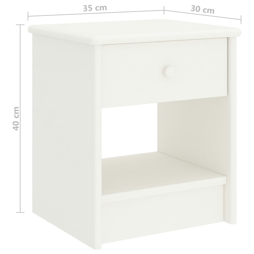 Bedside Cabinet White 35x30x40 cm Solid Pinewood