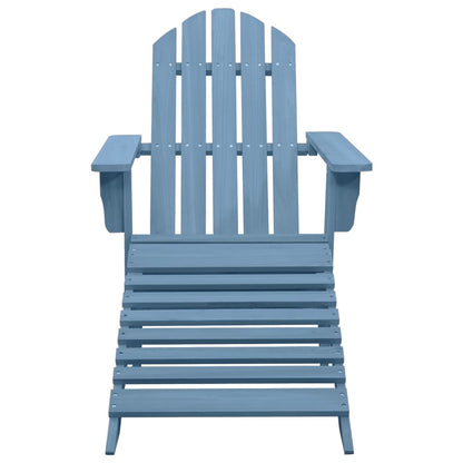 Garden Adirondack Chair with Ottoman Solid Fir Wood Blue