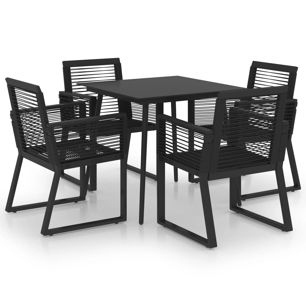 5 Piece Outdoor Dining Set PVC Rattan Black