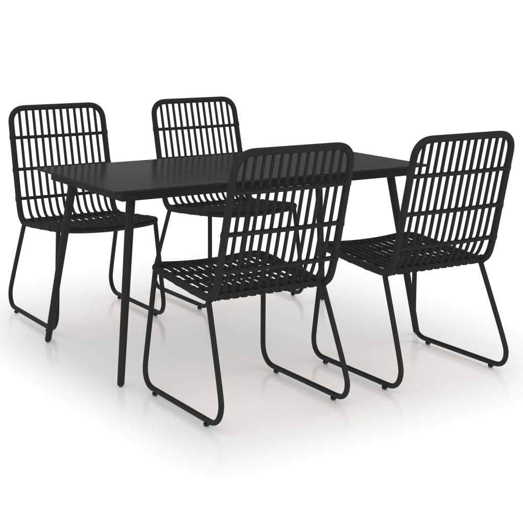 5 Piece Outdoor Dining Set Poly Rattan and Glass